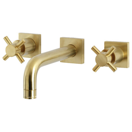 Kingston Brass KS6127DX Two-Handle Wall Mount Bathroom Faucet, Brushed Brass