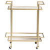 Ange 2-Tier Wine Cart, Gold Metal and White Marble