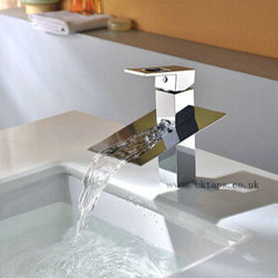 Contemporary Waterfall Chrome Single Handle Bathroom Sink Tap T8003M - Bathroom Sink Faucets