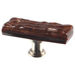 Glass Storm Studios - Chocolate Handmade Glass, Oblong Knob - Textured, layered and glittering chocolate-colored glass. All our products are handmade to order.  Important: Do not use an electric drill or electric screwdriver.