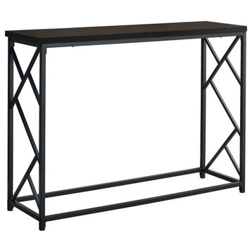 HomeRoots 44" Rectangular EspressoWithBlack Metal Hall Console Accent Table