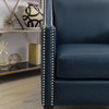Shelby Faux Leather Nailhead Arm Chair, Navy