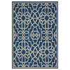 Noble House Belmont 90x63" Indoor/Outdoor Fabric Geometric Area Rug - Navy/Ivory