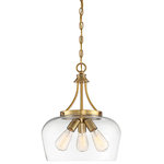 Savoy House - Savoy House Octave Three Light Pendant 7-4034-3-322 - Three Light Pendant from Octave collection in Warm Brass finish. Number of Bulbs 3. Max Wattage 100.00. No bulbs included. Get a pendant look with understated elegance when you get the new Octave 3-light pendant. It features a large shade of curved glass, minimal detailing and a warm brass finish. No UL Availability at this time.
