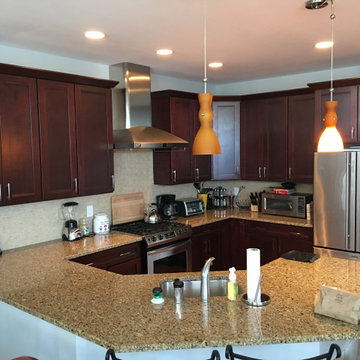 Maple cabinets finished in Ballet White