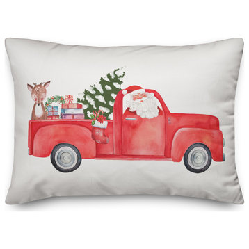 Red Christmas Truck 14x20 Spun Poly Pillow