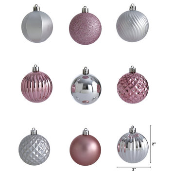 Holiday Shatterproof 101 Count Xmas Tree Ornament Set, 60mm With Re-Useable Tube