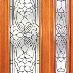 Floral Scrollwork Beveled Glass Exterior Door and one Sidelite - Front Doors