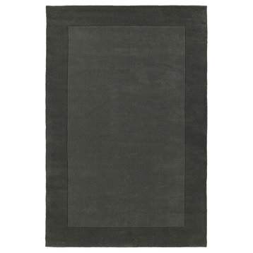 Bordered Hand-Tufted Wool Rug, Dark Gray, 5'x8'