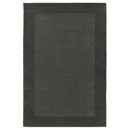 Bordered Hand-Tufted Wool Rug, Dark Gray, 8'x10'6"