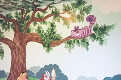 Alice in Wonderland themed mural