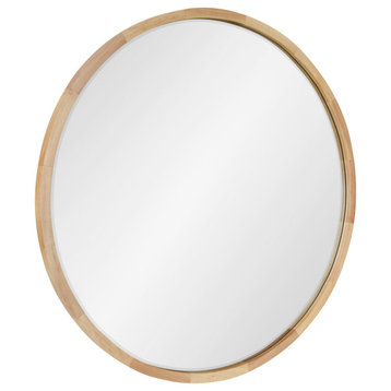 McLean Round Wood Framed Wall Mirror, Natural 30" Diameter
