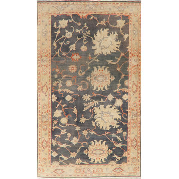 Turkish Vegetable Dye All-Over Handmade French Toile Rug Oriental, Gray, 6 X 9