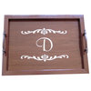 Monogram Wood Serving Tray With Handles, Z