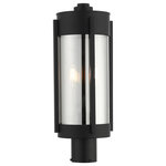 Livex Lighting - Sheridan 2 Light Black/Brushed Nickel Candles Medium Outdoor Post Top Lantern - The Sheridan outdoor collection has a clean, crisp look and contemporary appeal. This two-light stainless steel medium post top lantern has a black finish with brushed nickel finish candles and features electrical plated smoke glass.