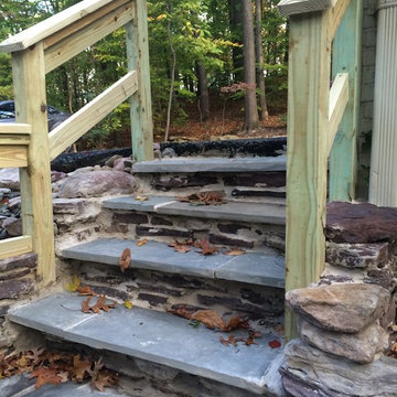 Stone Retaining Wall and Stairs