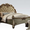 Acme Vendome Button Tufted Queen Bed, Gold Patina 23000Q