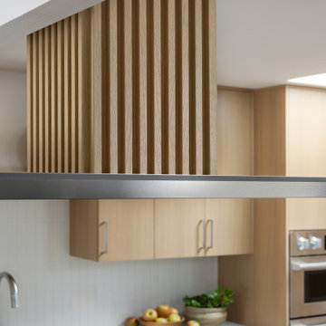 Fluted White Oak Exhaust Hood Cover