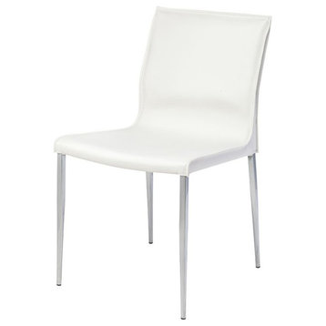 Nuevo Furniture Colter Dining Side Chair in White/Silver