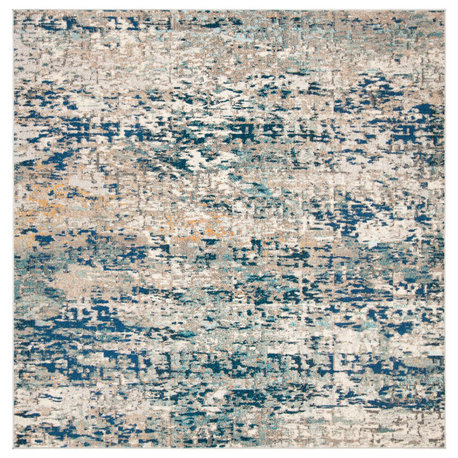 Safavieh Madison Mad460K Organic and Abstract Rug, Gray and Blue, 10'0"x10'0" Square