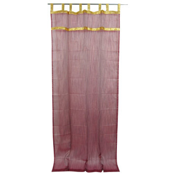 2 Indian Curtain Golden Sari Border Sheer Organza Window Drapes Panel, 48x108"