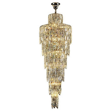 Moneglia | Chic Long Spiral Crystal Pendant Chandelier, Gold, H118.1"