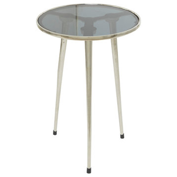 Silver Aluminum Contemporary With Tripod Legs Accent Table 15" x 15" x 22"