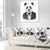 Funny Hipster Panda Black White Animal Throw Pillow, 18"x18"
