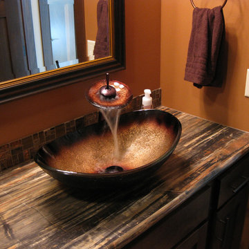 Novatto RENA Glass Vessel Sink with Novatto FALLS Faucet