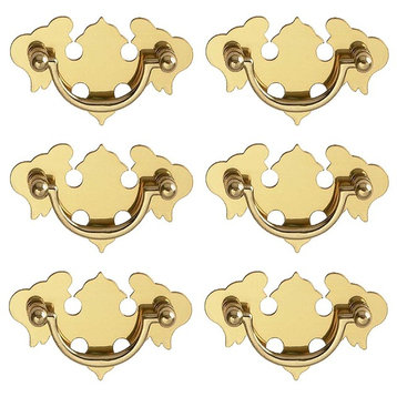 Chippendale Bail Pulls Bright Solid Brass 2 7/8"  Pack of 6 Renovators Supply