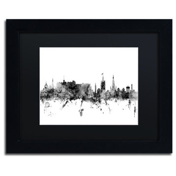 Michael Tompsett 'Edinburgh Scotland Skyline B&W' Mat Framed Art, Black, 14"x11"
