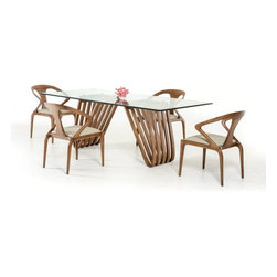 Modrest Draper Contemporary Walnut and Glass Dining Table - Dining Tables