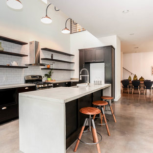 75 Beautiful Kitchen With Concrete Countertops And Subway Tile
