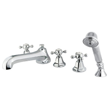 Kingston Brass Roman Tub Faucet With Hand Shower, Polished Chrome