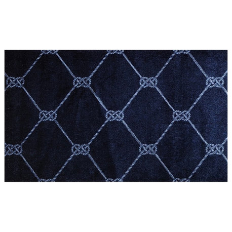 2' X 3' Navy Nautical Knots Washable Floor Mat