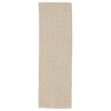 Jaipur Living Naples Natural Solid White/Taupe Area Rug, 2'6"x8'