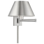 Livex Lighting - 1 Light Swing Arm Wall Lamp, Brushed Nickel - Add this versatile swing arm wall lamp bedside or above a favorite reading chair to enjoy more light where you need it