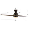 52" 2-Blade LED Ceiling Fan With Remote Control and Light Kit, Bronze