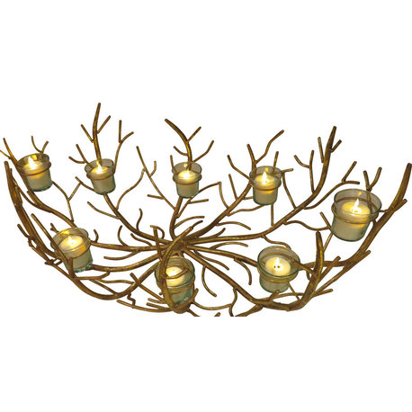 Iron Gold Twig Candle Holder, Centerpiece Votive