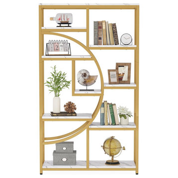 Tribesigns 5-Tier Freestanding Tall Bookshelf With 9 Open Storage Shelves,White