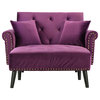 Modern Velvet Fabric Recliner Sleeper Chaise Lounge - Futon Sleeper Chair, Purpl