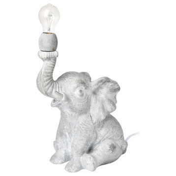 Tantor Gray Resin Elephant Calf Table Lamp