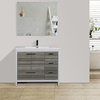 Mod 42" Modern Bathroom Vanity, Gloss Ash Gray, Right Drawer