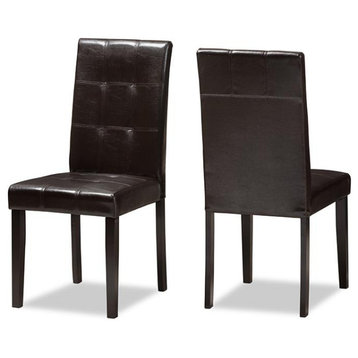 Avery Modern and Contemporary Dark Brown Faux Leather Upholstered Dining...