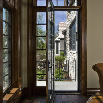 Retractable door and window screens at the Scottish Manor, Bannockburn, Illinois