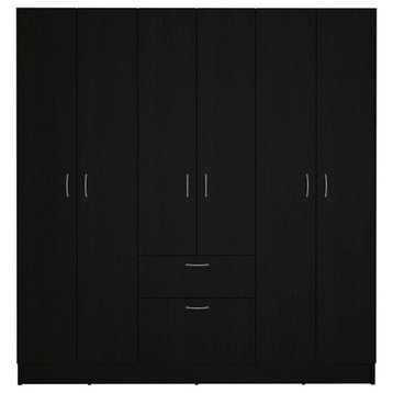 Atlin Designs 6-Door Modern Wood Bedroom Armoire in Black Wenge/White