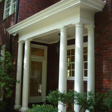 Front porch to red brick house