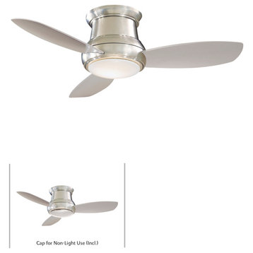 Minka Aire Concept II LED Flush Mount Ceiling Fan With Remote Control, Brushed Nickel, 44"