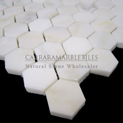 Calacatta Gold Italian Marble 1" Hexagon Mosaic Tile Honed - Products