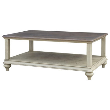 Traditional Coffee Table, Acacia Wood Construction With Rectangular Top